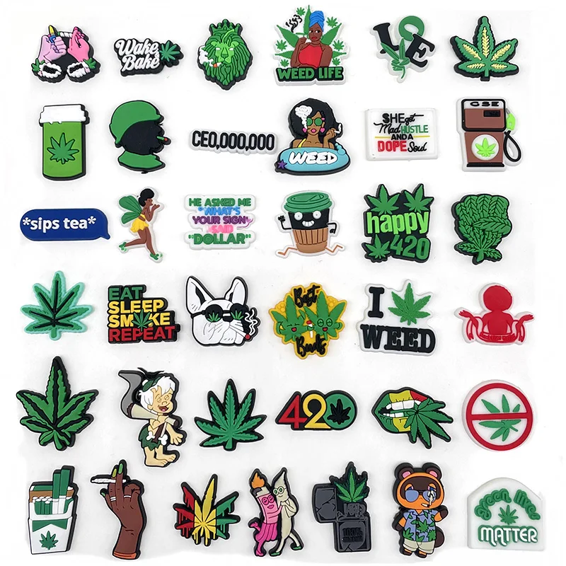 Top Trends: HOT 420 Weed Croc Shoe Charms PVC Shoe Decoration For Croc Jibz Kids Party X-mas Gifts Shoppable Styles