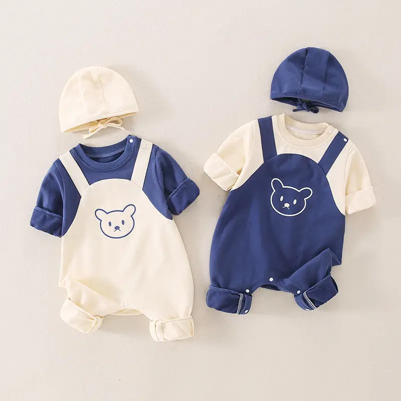 Top Trends: 3-24M Slips For Newborns Cartoon Clothes Baby Girl Boy Romper Infant Cute Bears Cotton Soft Infant Jumpsuit With Knit Cap Shoppable Styles