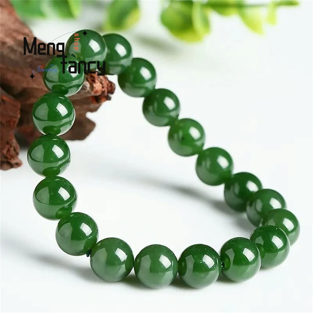 Top Trends: Natural Hetian Jade Jasper Elastic Bracelet Charms Luxury Fine Jewelry Couple Personalized Beaded Bangle Men Women Holiday Gifts Shoppable Styles