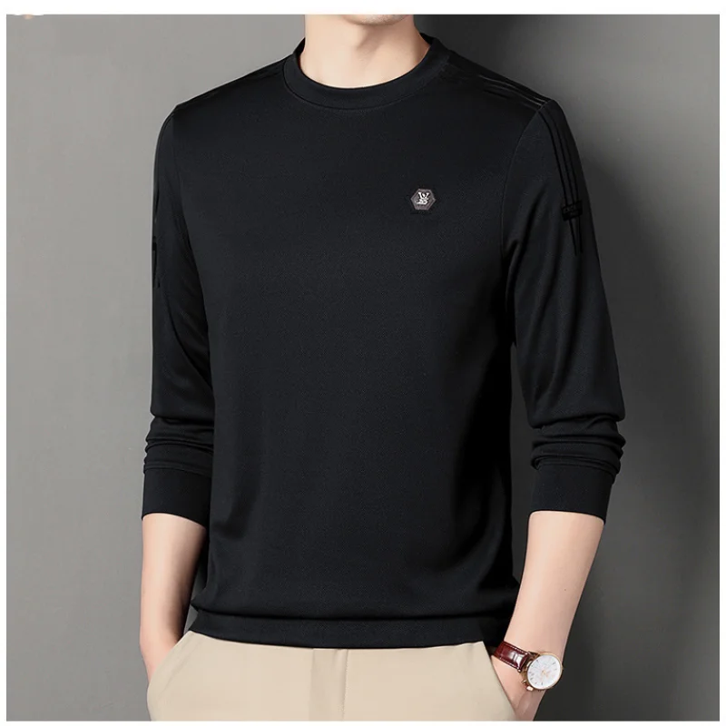 Top Trends: Men's Clothing Temperament Commuting 2023 Autumn And Winter New Fashion Versatile Round Neck Long Sleeve Solid Color Pullover Shoppable Styles - Image 4