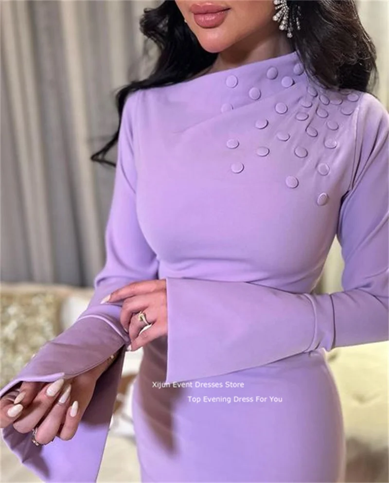 Top Trends: Xijun Lilac Evening Dress Long Sleeves Ankle Length Party Prom Gowns Formal Occasion Short Prom Dresses 2023 For Women Vestido Shoppable Styles - Image 2