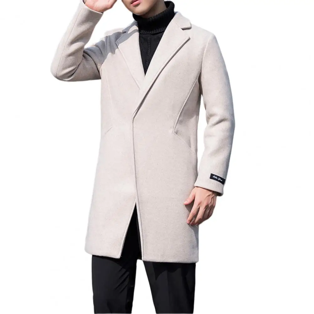 Top Trends: 2023 Winter New Men's Coat Lapel Warm Slim Fit Windproof Jacket Men's Solid Color Jacket Men's Overcoat Coat Shoppable Styles - Image 5