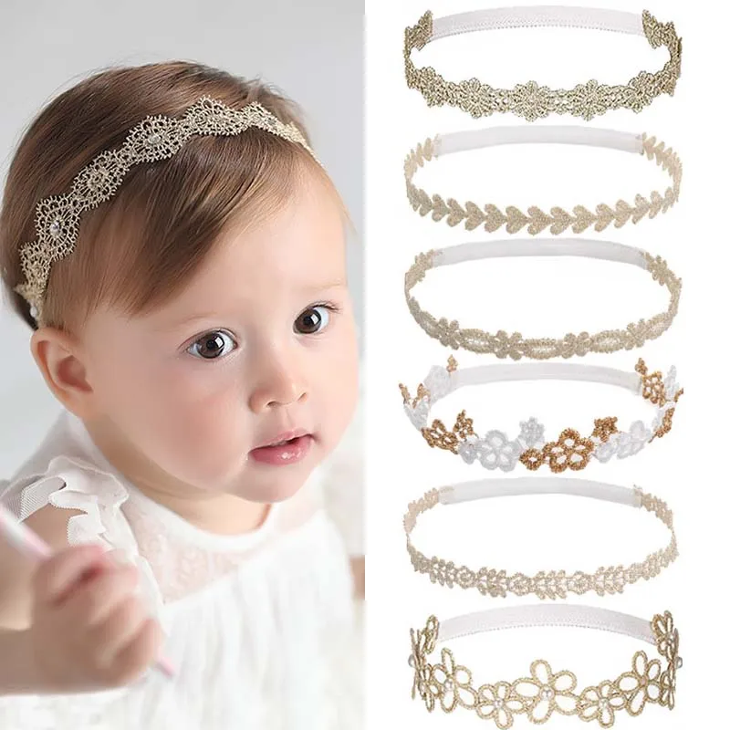 Top Trends: Cute Lace Headband For Girls Kids Elastic Nylon Newborn Turban Hair Bands Soft Flower Toddler Headwear Baby Hair Accessories Shoppable Styles