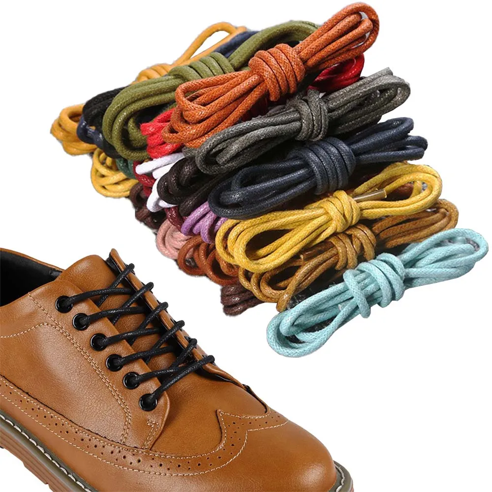 Top Trends: 1Pair Cotton Waxed Leather Shoe Round Waxing Shoelaces Durable Polyester Shoelaces Boots Lace Waterproof Leather Shoelace18Color Shoppable Styles