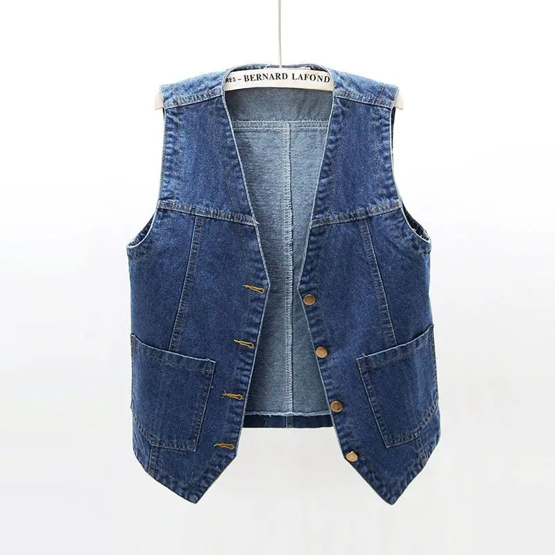 Top Trends: Fashion V-Neck Denim Vests Women Spring Summer Short Sleeveless Jacket Casual Single-Breasted Oversize Jean Waistcoat Shoppable Styles - Image 2