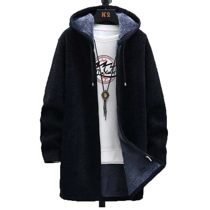 Top Trends: FALIZA Winter Mens Sweaters Coat Warm Thick Wool Cardigan Long Solid Hooded Zipper Knitted Jackets Male Casual Knitwear MXY112 Shoppable Styles