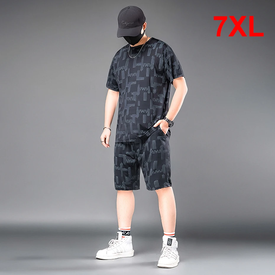 Top Trends: Men&#039;s Sets Summer Cool Suits Plus Size 7XL Stretch Tracksuits Men Summer T-shirts Shorts Male Fashion Casual Suits Big Size 7XL Shoppable Styles