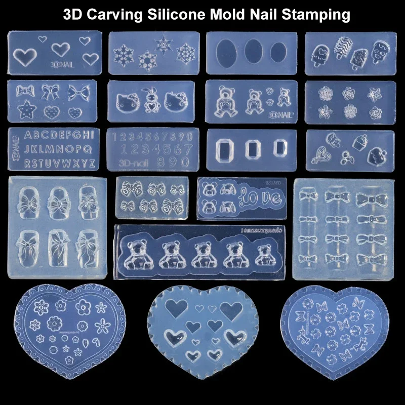 Top Trends: 3D Carving Silicone Mold Bear Butterfly DIY Silicone Stereoscopic Nail Adornment UV Gel Acrylic Crystal Nails Template Nail Art Shoppable Styles