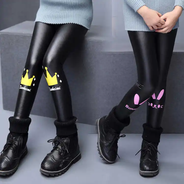 Top Trends: Winter Girls Legging Pants Leather Warm Trousers Children Leggings Kids Thicken Pants Baby Cartoon Clothes Shoppable Styles