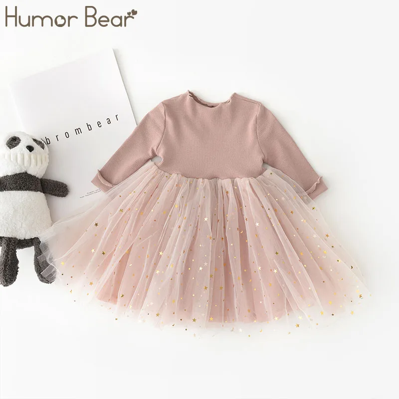 Top Trends: Humor Bear Baby Girl Clothes Set Stars Moon Decoration Mesh Baby Girl Dress Long-sleeved Bodysuit Costume Baby Clothing Shoppable Styles