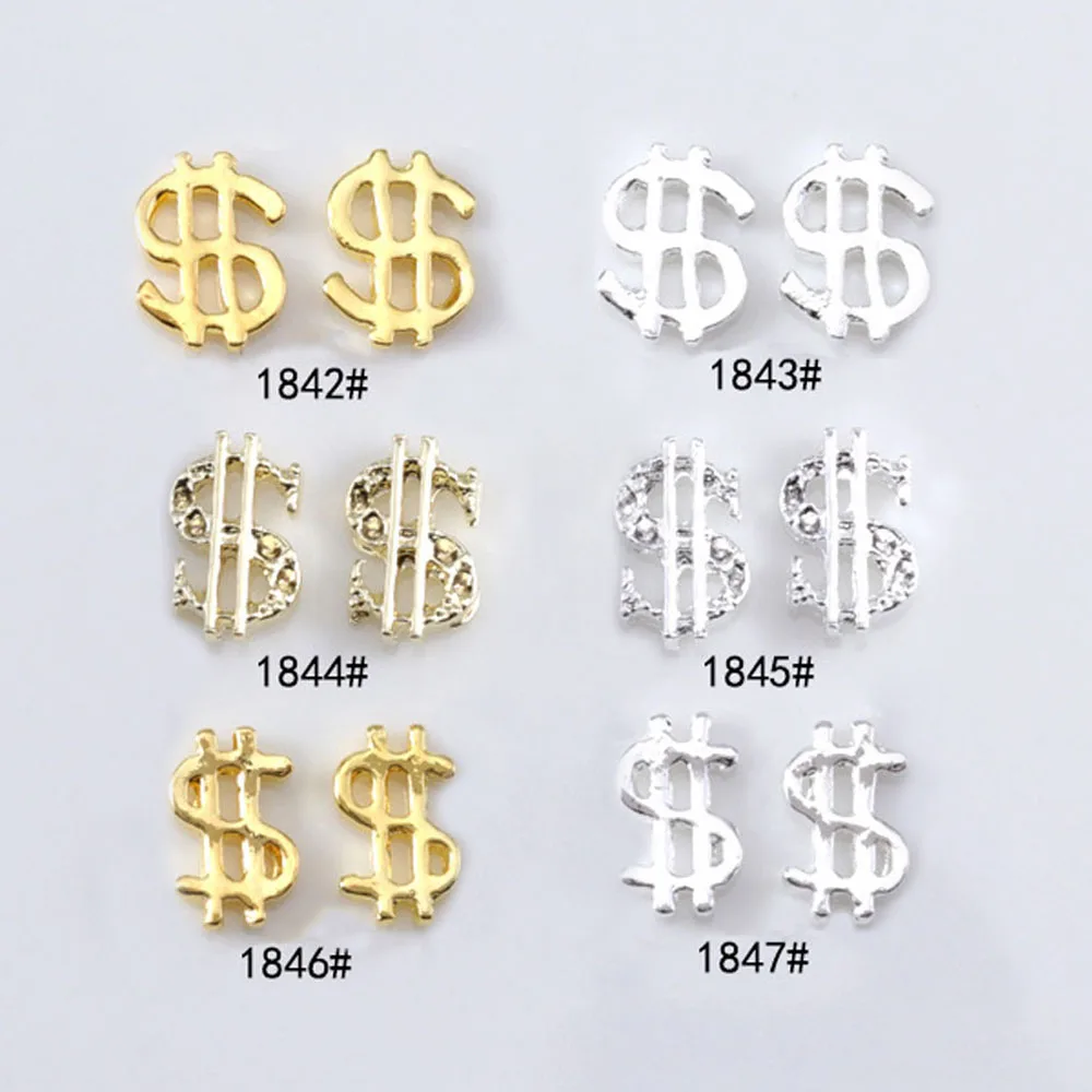 Top Trends: 10Pcs Alloy USA Dollar Sign Nail Charms 3D Zircon Money 10*6mm Press On Nail Art Rhinestone Jewelry Luxury Decorations Parts Shoppable Styles