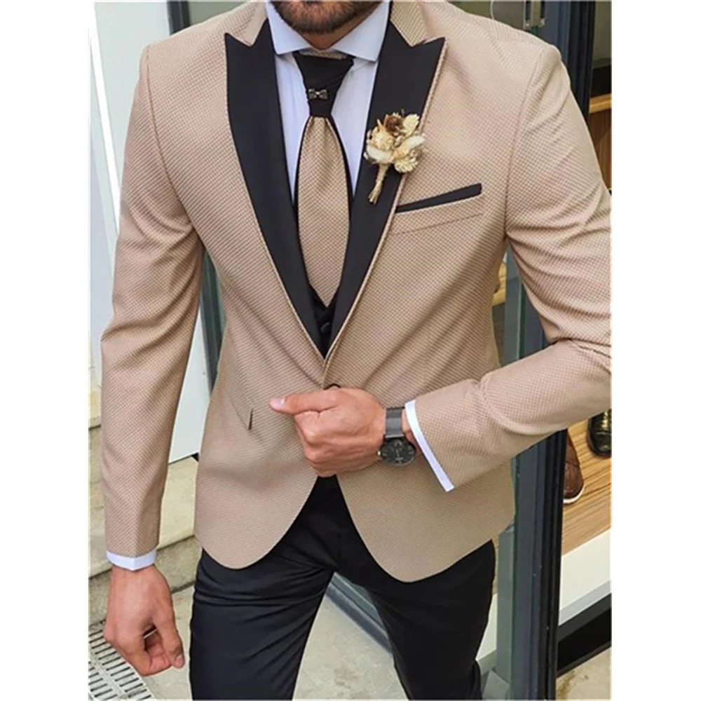 Top Trends: Costume Men Suits 3 Pieces (Jacket+ Vest+ Pants) Peak LapelProm Tuxedo Slim Fit Groom Wedding Suits For Men Blazer Pattern Shoppable Styles