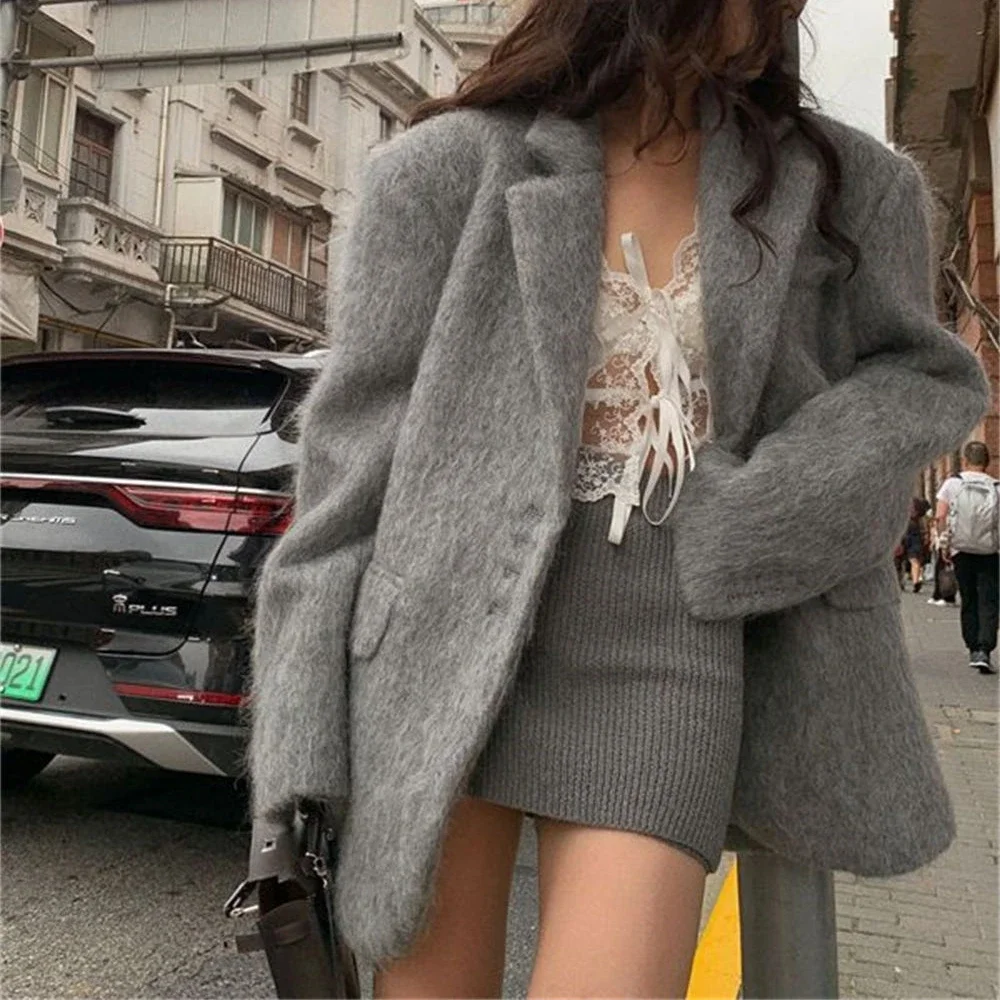 Top Trends: Elegant And Sophisticated Suit Style Woolen Coat, Autumn And Winter New Fashionable Loose And Thickened Coat For Women Vintage Shoppable Styles