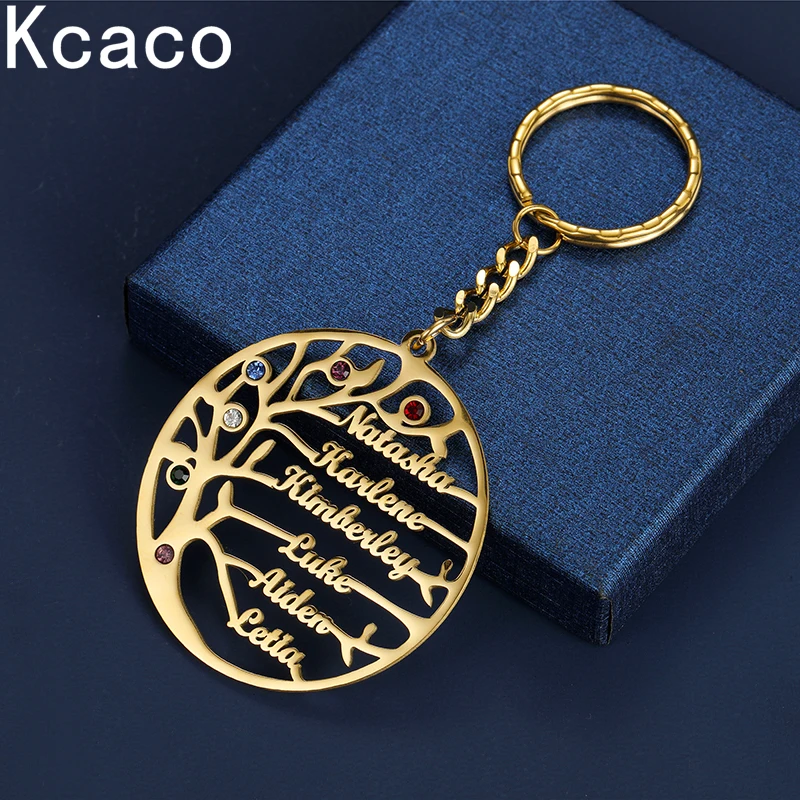 Top Trends: Customized Tree Of Life 1-6 Names Keychain Birthday Stone Family Names Key Chain Stainless Steel Keyring Friends Jewelry Gifts Shoppable Styles