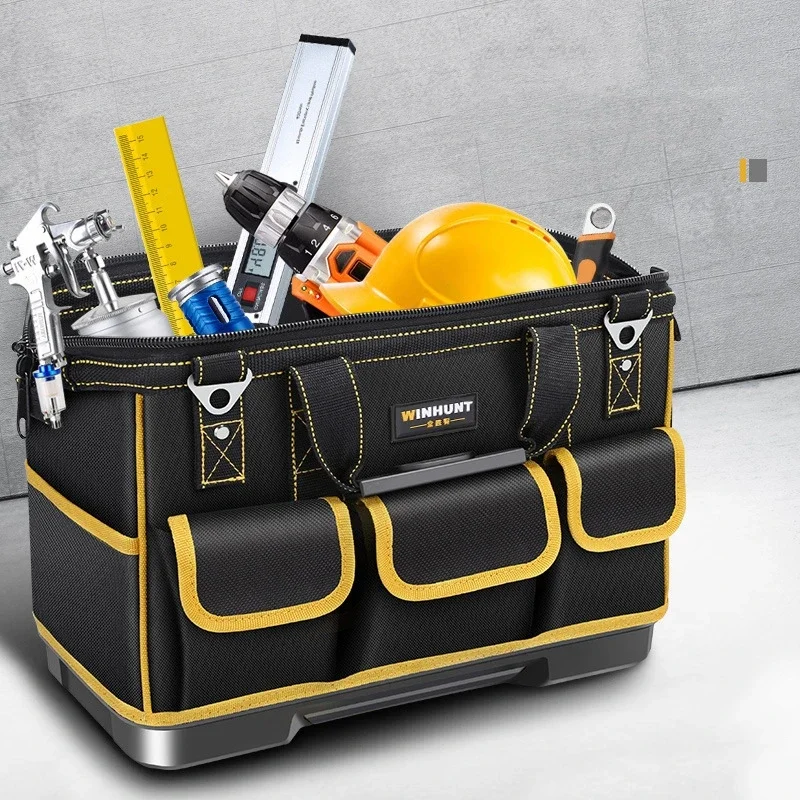 Top Trends: Large Capacity 23 Inch Oxford Cloth Professional Maintenance Reinforced Electrician Square Working Tool Bag Storage Toolkit Shoppable Styles