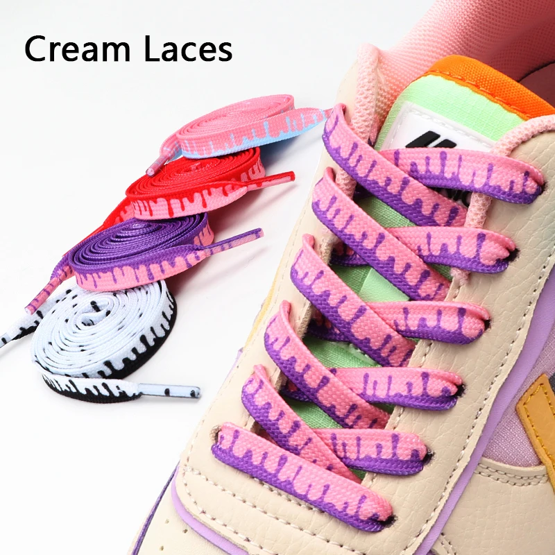 Top Trends: Flat AF1 Ice Cream Shoelaces Colorful Print Gradient Shoe Laces For Sneakers Classic Mandarin Duck Canvas Shoelaces For Unisex Shoppable Styles