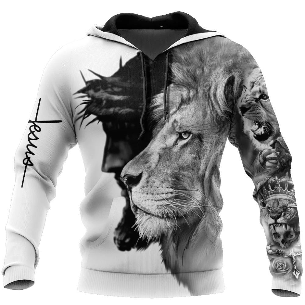 Top Trends: Spring And Autumn Tiger Lion Tattoo 3D Printed Men's Hoodie Unisex Harajuku Fun Hip Hop Sweatshirt Street Essential Oversized Shoppable Styles