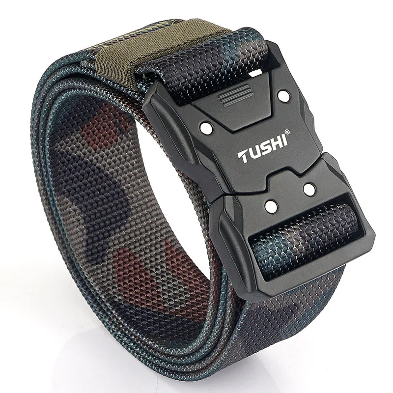 Top Trends: TUSHI New Unisex Elastic Belt Hard Alloy Quick Release Buckle Tough Stretch Nylon Men's Military Tactical Belt Work Accessories Shoppable Styles - Image 5