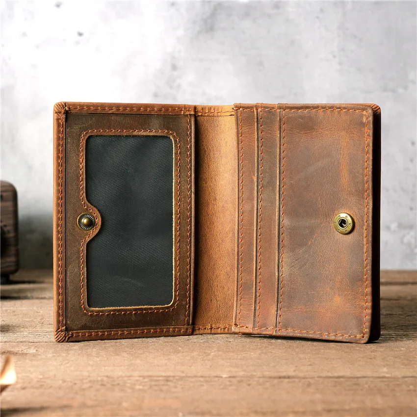 Top Trends: Card Holder Wallet For Men Genuine Leather Vintage Small Thin Purse Credit Card Bank ID CardHolder Male Slim Wallet Shoppable Styles