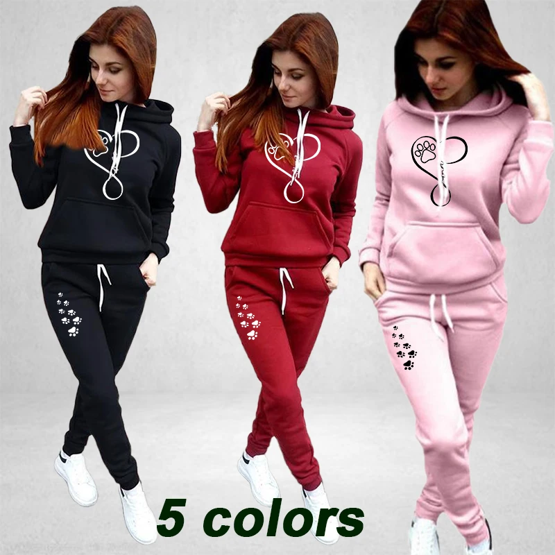 Top Trends: Women's Fashion Hoodie Set Classic Print Pullover Hooded Sweatshirt+ Sports Pants Set Hooded Sweatwear Shoppable Styles