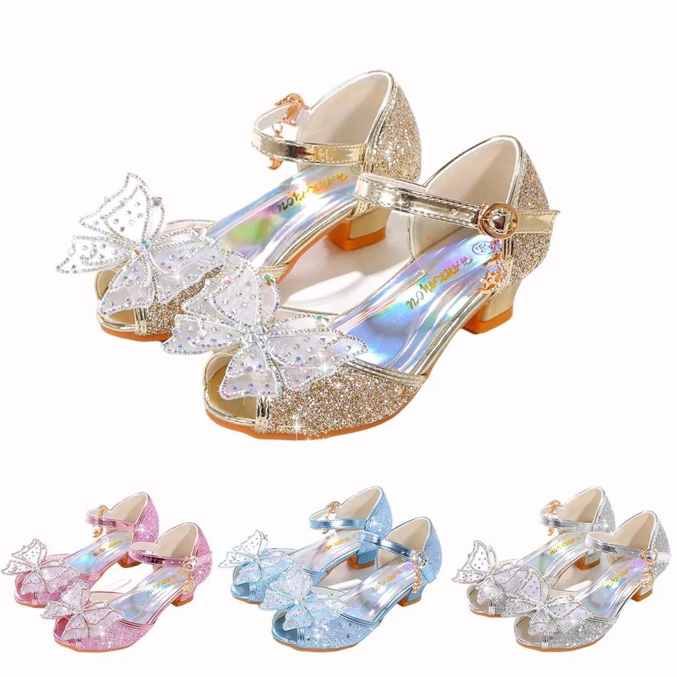 Top Trends: Little Girl Princess Shoes Children Sandals Girl Cinderella Butterfly Crystal Shoes Kids Christmas Dress Shoes Girls High Heels Shoppable Styles