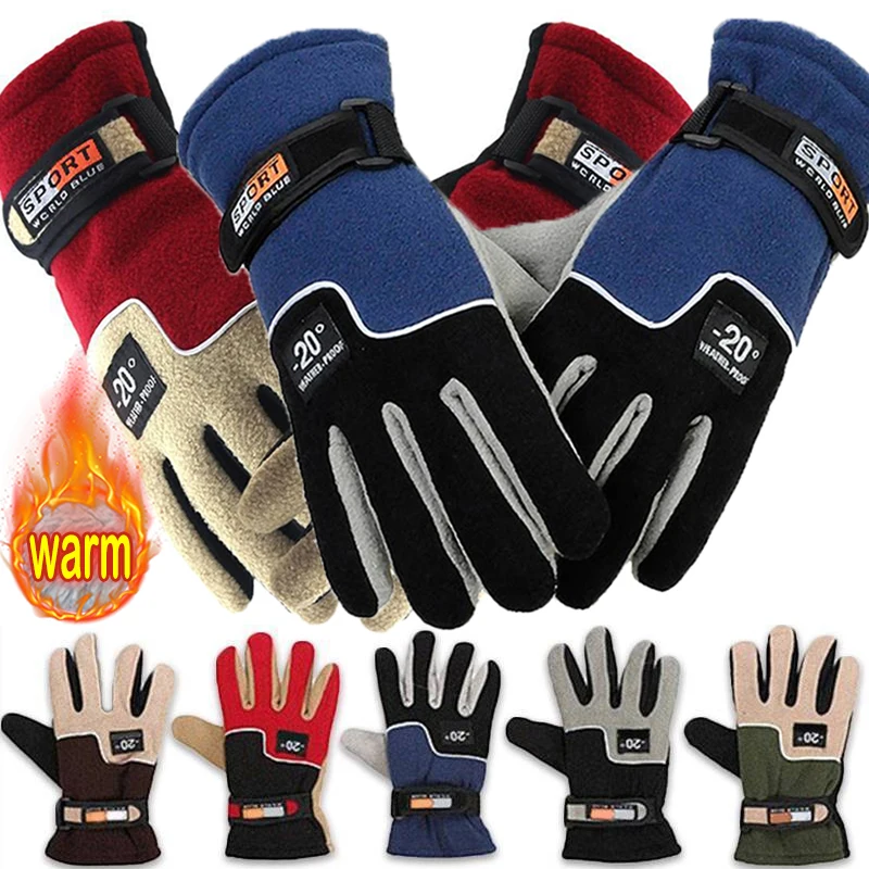 Top Trends: Winter Warm Fleece Gloves Men Thermal Cycling Snow Thick Gloves Polar Fleece Mittens For Male Snow Sports Windproof Glove Shoppable Styles