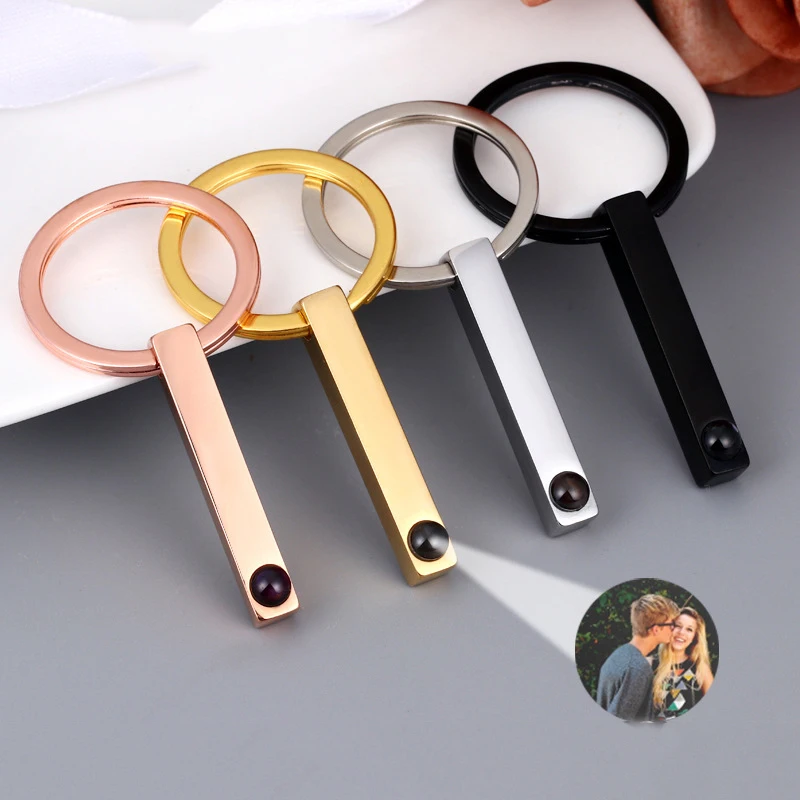 Top Trends: Personalized Photo Projection Key Chain Love 3D Bar Custom Picture Keyring For Women Men Memory Birthday Christmas Gift Shoppable Styles