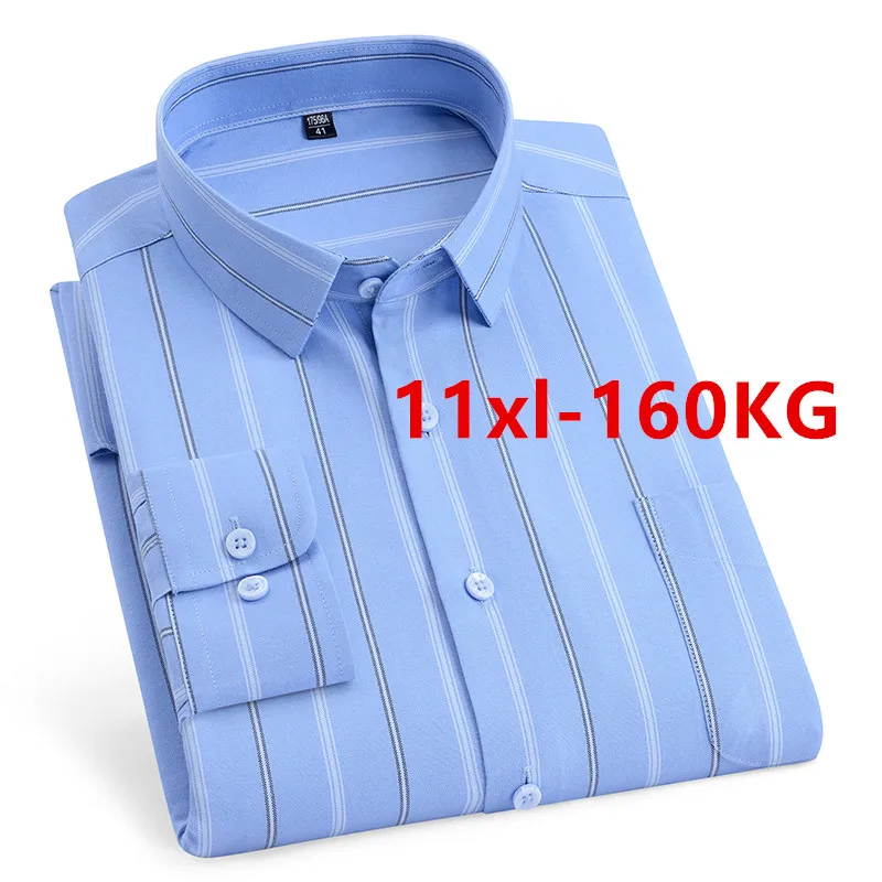 Top Trends: Men&#039;s Stripe Shirts Long Sleeve Autumn Fashion 100% Cotton Solid Business Formal Slim Fit Dress Shirt Plus Large Size 11XL 10XL Shoppable Styles