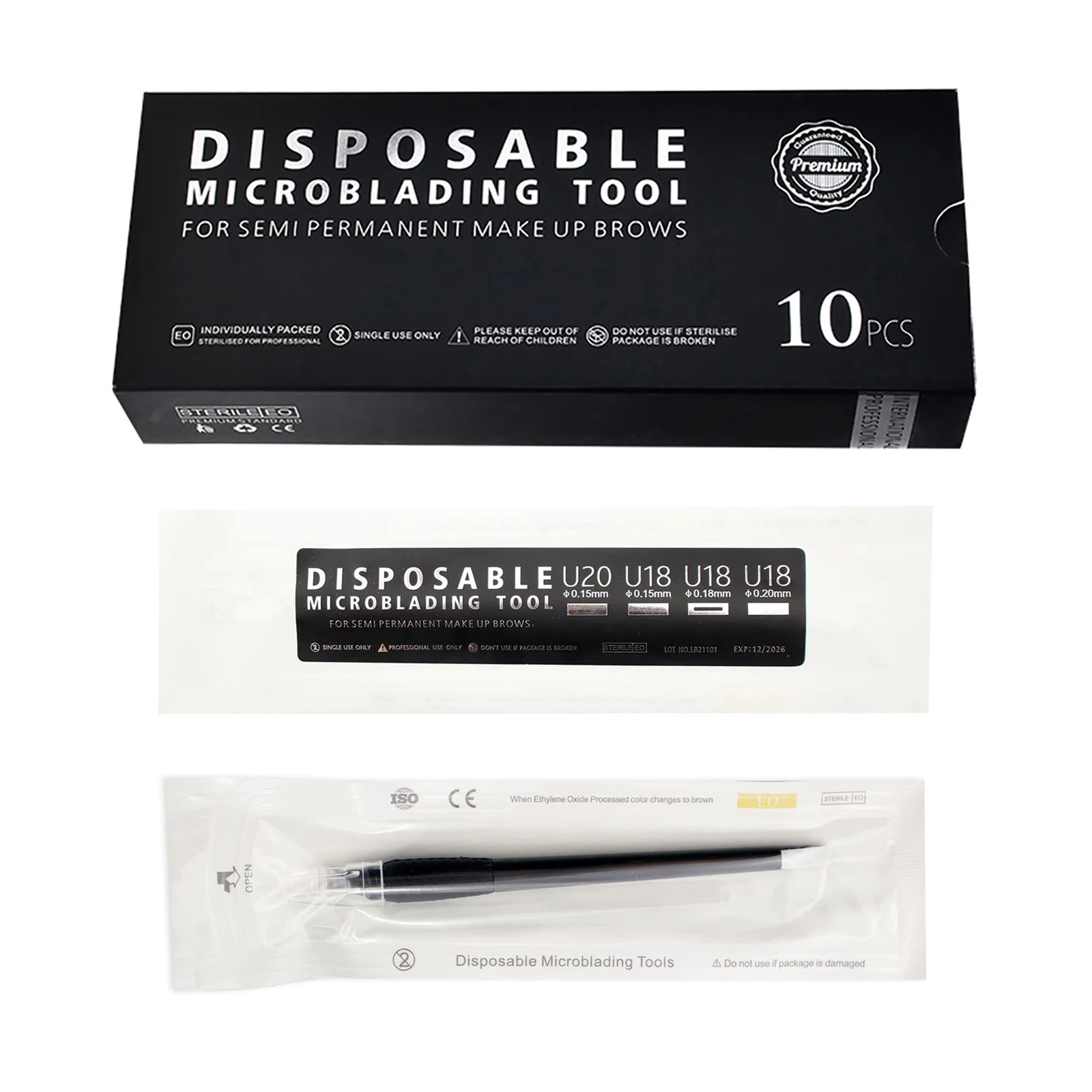 Top Trends: 10 / 50PCS 0.15 / 0.18mm Disposable Microblading Manual Pen Sterilized Permanent Makeup Eyebrow Tattoo Pen With U Blades Shoppable Styles