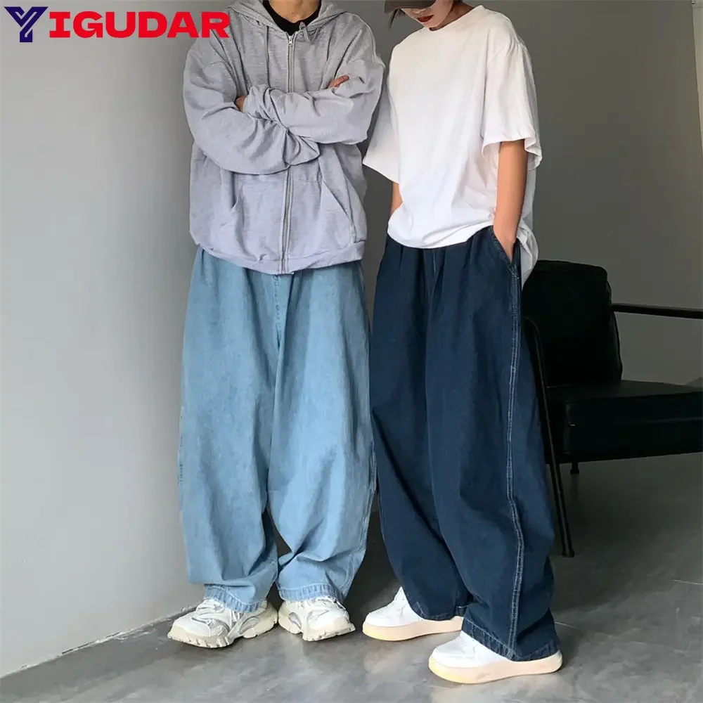 Top Trends: Straight Jeans Men Blue Loose Denim Trousers Neutral Y2K Jean Streetwear Casual Wide Jeans Mans Women Pants Men Baggy Men Jeans Shoppable Styles