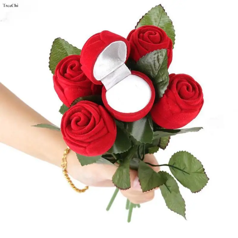 Top Trends: Red Rose Flower Ring Box Valentine&#039;s Day Gift Creative Proposal Ring Box Jewelry Box Wedding Wedding Ring Box Shoppable Styles