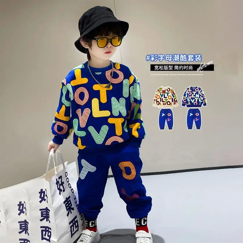 Top Trends: Autumn Children&#039;s Clothes Boy Cotton Pullover Sweatshirt And Pants Set Baby Girl Letter Print Sweatshirt Sweatpant Tracksuit Shoppable Styles