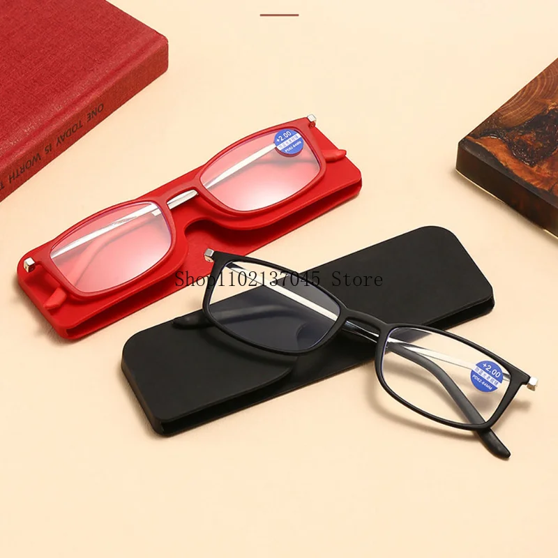 Top Trends: Ultra-thin Pastable Mobile Phone Reading Glasses Anti Blue Light Black Frame For Men And Women With Glasses Case + 1.0 To + 4.0 Shoppable Styles