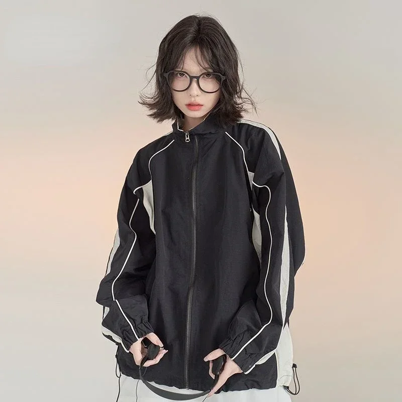 Top Trends: HOUZHOU Vintage Y2k Windbreaker Jacket Women Oversize Korean Fashion Harajuku Streetwear Track Jackets Outdoor Spring Autumn Shoppable Styles