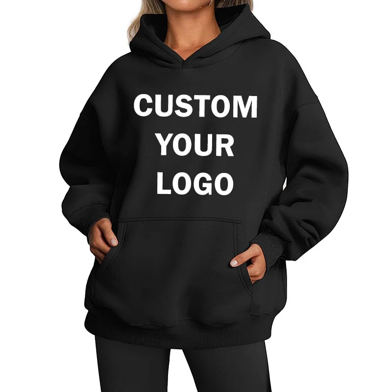 Top Trends: Custom Your Logo Hoodies Women DIY Design Style Printed Sweatshirt Hooded Winter Thickened Fleece Streetwear Y2k Couple Pullover Shoppable Styles