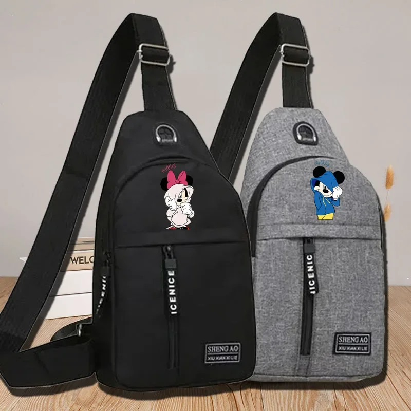 Top Trends: New Mickey Mouse Multifunctional Chest Bag Disney Trend Men&#039;s Leather Sling Shoulder Bag Outdoor One Shoulder Crossbody Bags Shoppable Styles