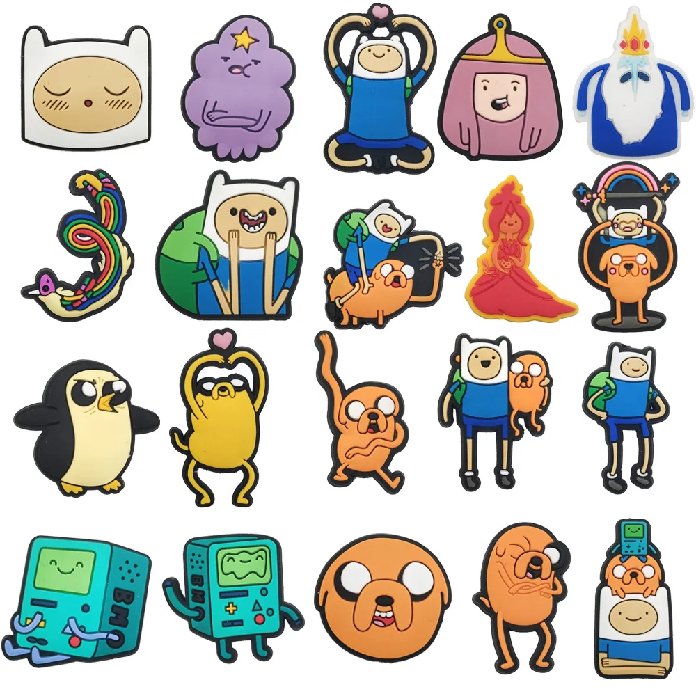 Top Trends: 1pcs Cartoon Adventure Time Shoe Charm Accessories Decorations PVC Shoes Buckle For Clog Garden Sandal Kids Party Xmas Gifts Shoppable Styles