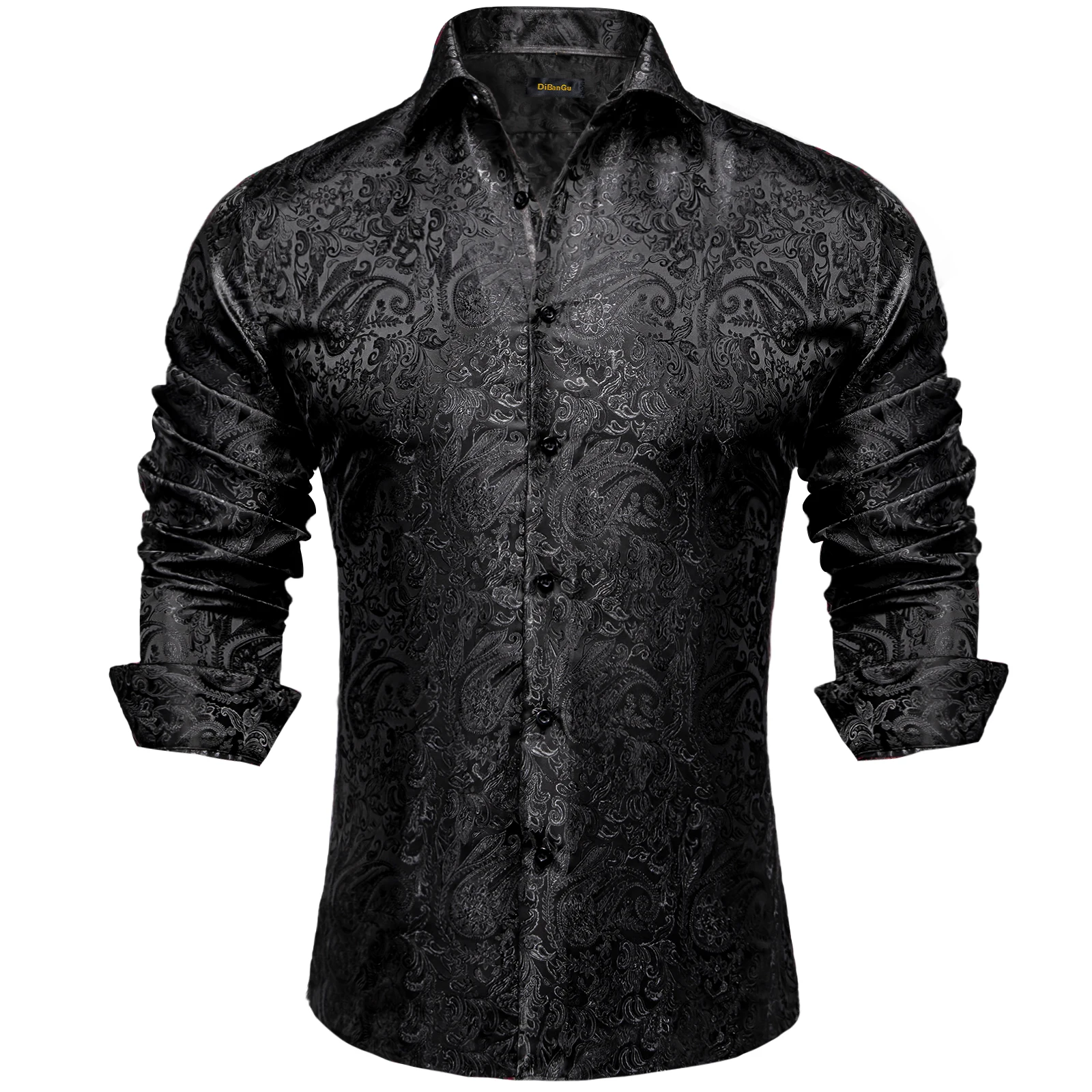 Top Trends: Men's Long Sleeve Black Paisley Silk Dress Shirts Casual Tuxedo Social Shirt Luxury Designer Men Clothing Shoppable Styles