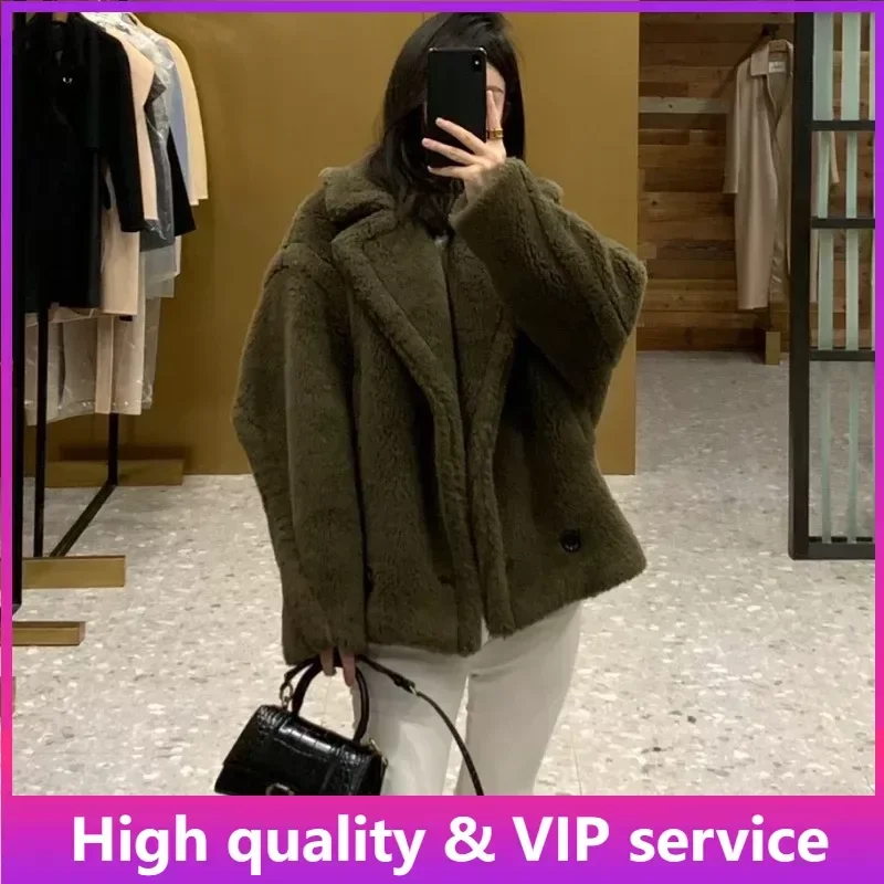 Top Trends: Top Quality Max Coat Women, 60%Alpaca28%Wool12%Silk, Winter Warm Double-sided Teddy Cashmere Wool Short Jacket Women, Real Fur Coat Shoppable Styles