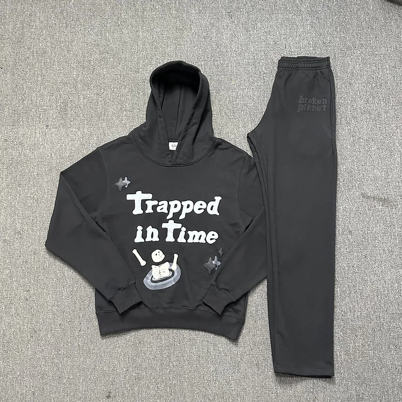 Top Trends: Classic Harajuku Broken Planet Suit Printed Letters American Street Men And Women Hip Hop Y2k Hooded Sweatshirt Straight Pants Shoppable Styles