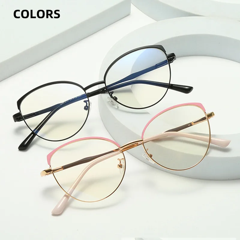 Top Trends: Brand Design Retro Round Cat Eye Metal Girls Frame Photochromic Anti Blue Light Computer Women Reading Glasses Degrees 0 ~ + 6 Shoppable Styles - Image 3