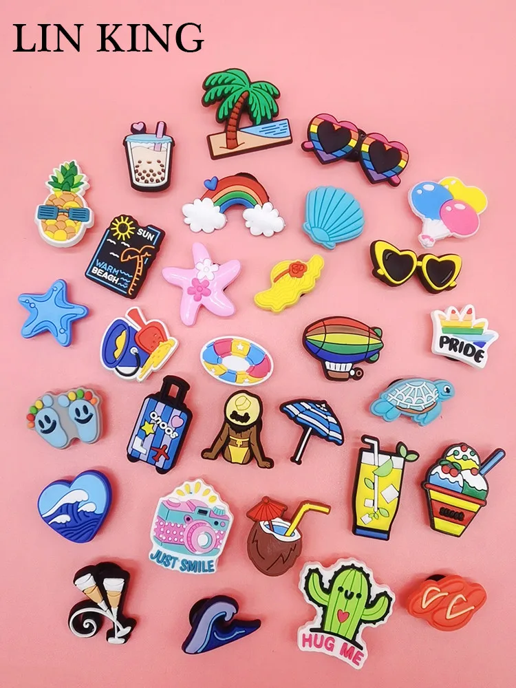 Top Trends: New Arrival Beach Theme Shoe Charms PVC Buckle Decorations Garden Shoes Accessories Diy Clog Ornaments Adult Kids Party Gifts Shoppable Styles