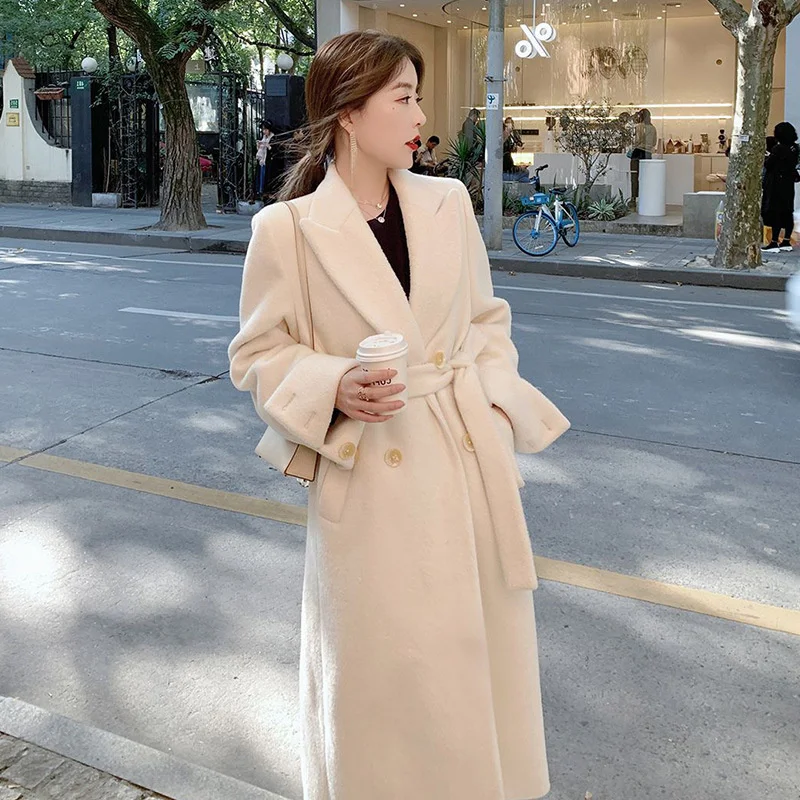 Top Trends: 2022 Autumn And Winter New Woolen Waistband Design Fashion Temperament Medium And Long Woolen Coat Woman Shoppable Styles