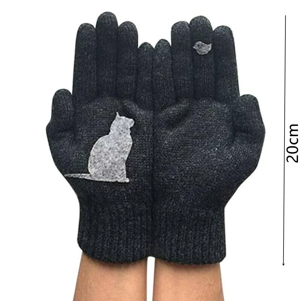 Top Trends: Winter Gloves For Men Women Teens Cute Cat And Bird Printed Thermal Knitted Gloves, Windproof Winter Warm Mittens Glove Soft Shoppable Styles - Image 6