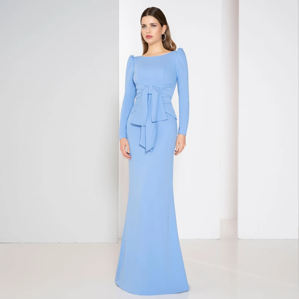 Top Trends: Simple O Neck Mother Of The Bride Dresses For Wedding Long Sleeves Wedding Party Gowns Pleat Mermaid Floor Length فساتين السهرة Shoppable Styles