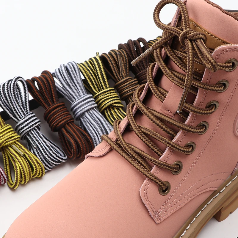 Top Trends: 1 Pair Martin Boots Round Shoelaces Striped Double Color Shoe Laces Outdoor Hiking Leisure Shoe Lace Sneakers Casual Shoelace Shoppable Styles