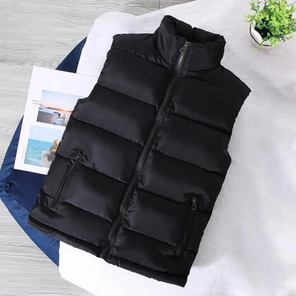 Top Trends: White Vest Jacket Men Solid Color Thickened Stand Collar Zipper Slim Fit Sleeveless Jacket Autumn Winter Men Vest Shoppable Styles