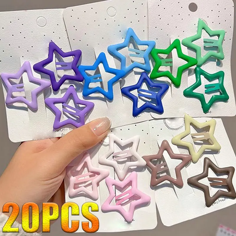 Top Trends: Cute Star Shape Metal Children Snap Hair Clips Barrettes Girls Hair Accessories Candy Color Kids Hairpins Shoppable Styles