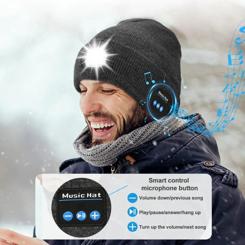 Top Trends: Hands-free Beanie Rechargeable Bluetooth Led Hat High Brightness Illumination Wireless Music Winter Warm Cap For Night Jogging Shoppable Styles