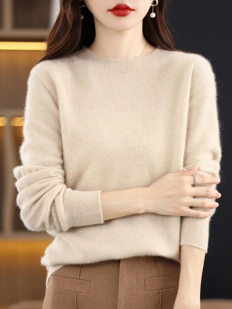 Top Trends: Autumn Winter Women Sweater 100% Merino Wool Basic O-neck Pullover Solid Casual Cashmere Knitwear Female Grace Clothing Tops Shoppable Styles